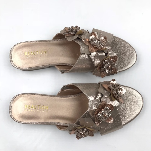 NEW Kenneth Cole Metallic Pink Vala Sandals Slides - Picture 2 of 7